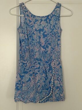 Lilly Pulitzer Mini Jarrett Romper Girls Size 8-10 Bright Tropical Print
